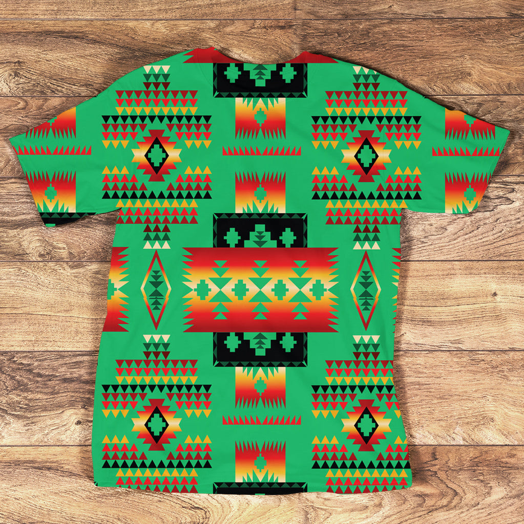 GB-NAT00046-3DTS10 Green Tribe Design Native American All-Over T-Shirt