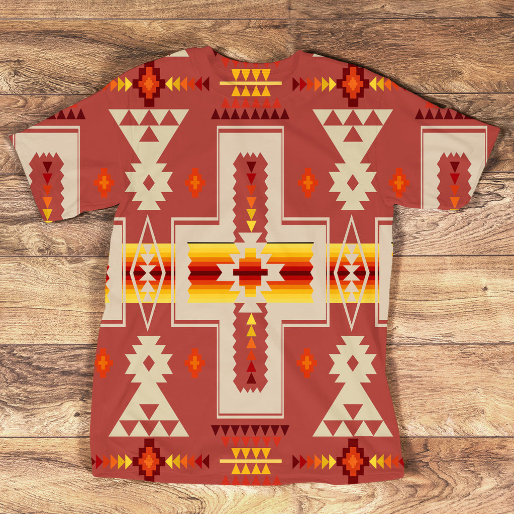 GB-NAT00062-3DTS -11 Tan Tribe Design Native American  All-Over T-Shirt