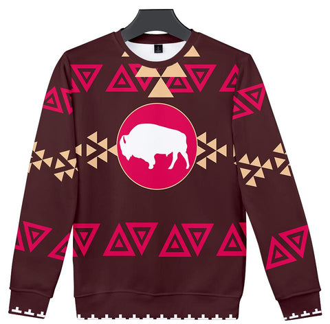 Brown Bison Native American Design 3D Sweatshirt