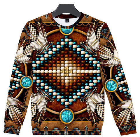 Naumaddic Arts Brown Native American 3D Sweatshirt