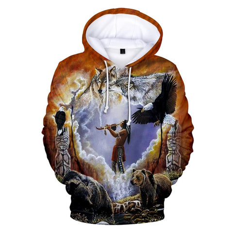 Calling The Totems Native American Art Pullover Hoodie - Powwow Store