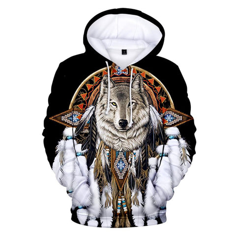 Wolf Feather Dreamcatcher Native American All Over Hoodie