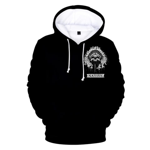 Native American Skull Chief Flag All Over Hoodie