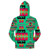 NAT00046-3HOO-05 Light Green Native Tribes Pattern Native American All Over Hoodie