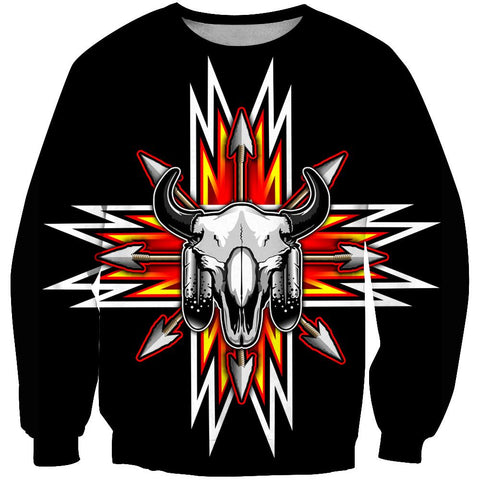 Bison Red Arrow Native American Exclusive 3D Sweatshirt - ProudThunderbird