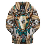 Bison Skull Native American All Over Hoodie no link - Powwow Store