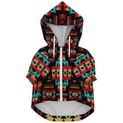 Black Native Tribes Pattern Native American Fashion Dog Zip-Up Hoodie