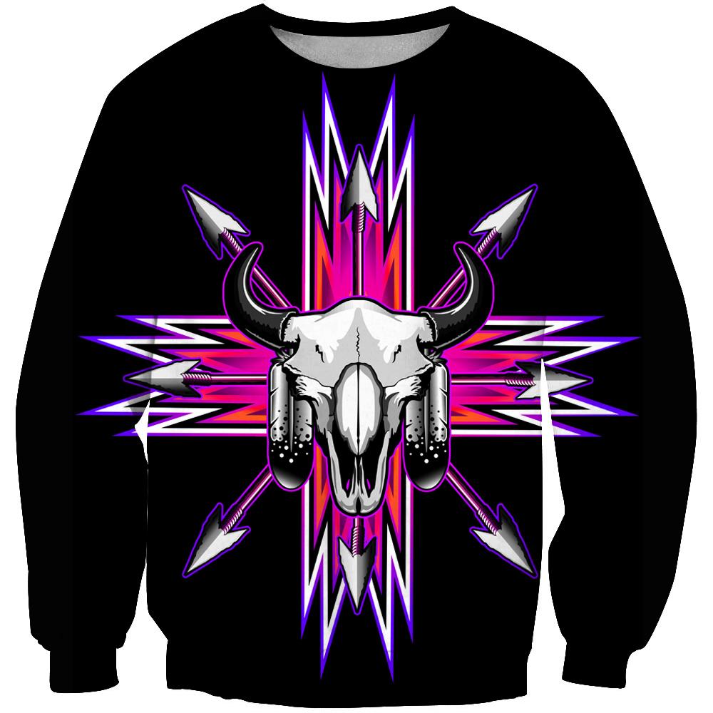 Bison Pink Arrow Native American Exclusive 3D Sweatshirt - ProudThunderbird