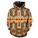 GB-NAT00062-3HOO-10 Light Brown Tribe Design Native American  All Over Hoodie