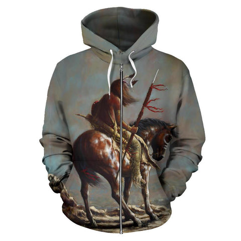 End Of The Trail Native American All Over Zip-Up Hoodie