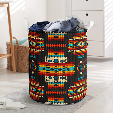 GB-NAT00402 Black Pattern Native Laundry Basket