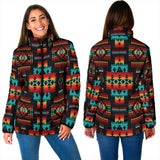 GB-NAT00046-02 Black Native Tribes Pattern Women's Padded Jacket