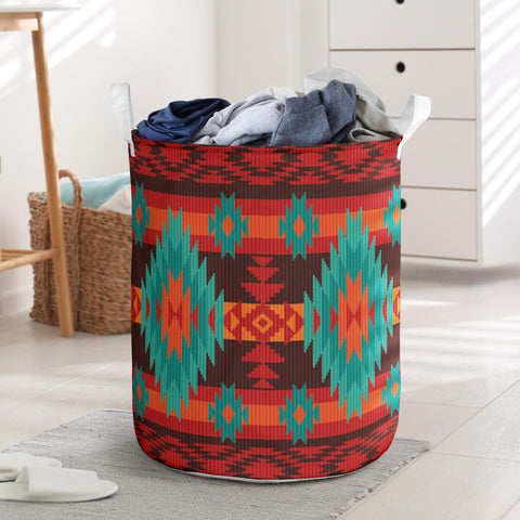 GB-NAT00611 Red Geometric Pattern Laundry Basket