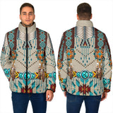 GB-NAT00069 Turquoise Blue Pattern Breastplate  Men's Padded Jacket