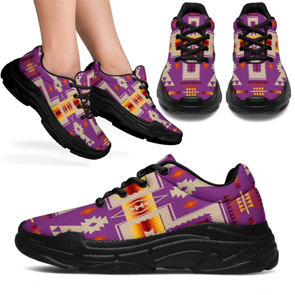 GB-NAT00062-07 Light Purple Tribe Design Chunky Sneakers