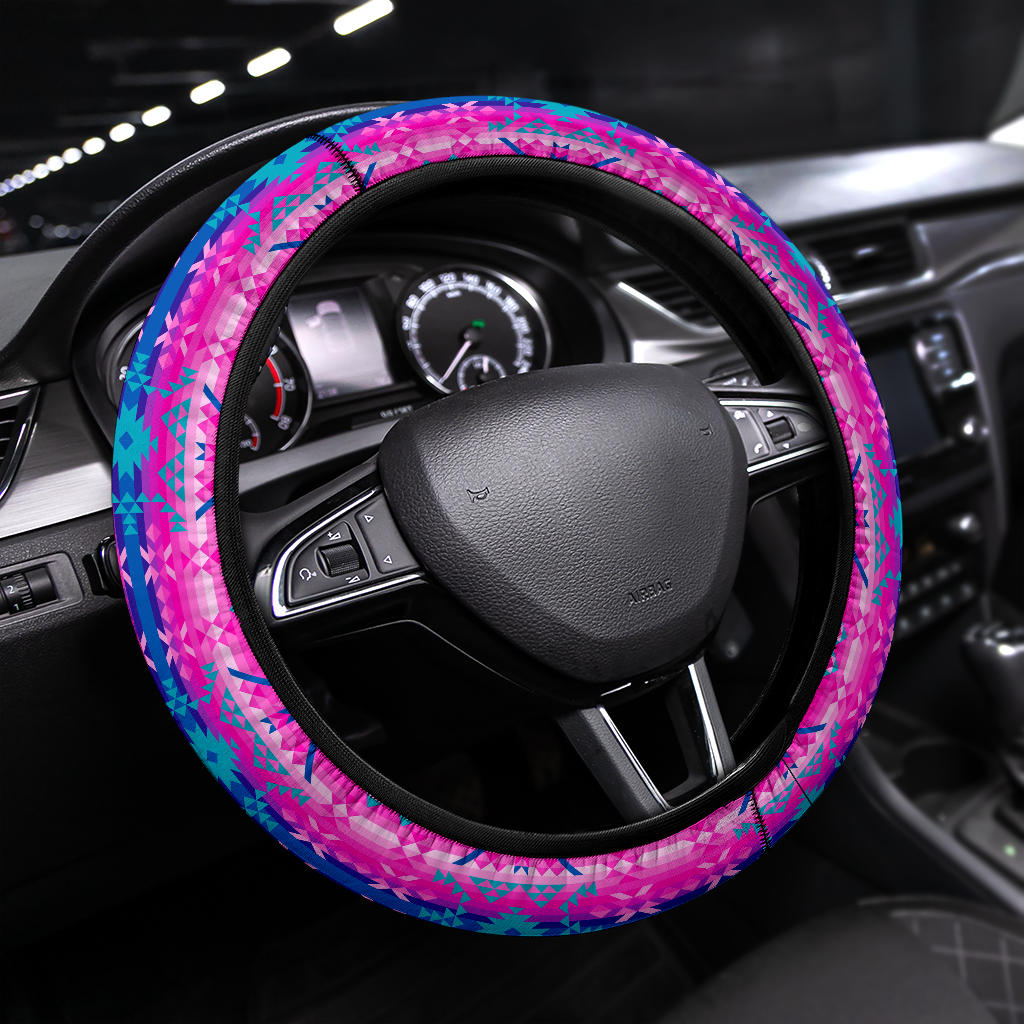 GB-NAT00630 Pink Pattern Native Steering Wheel Cover