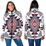 GB-NAT00146 White Geometric Native   Women's Padded Jacket