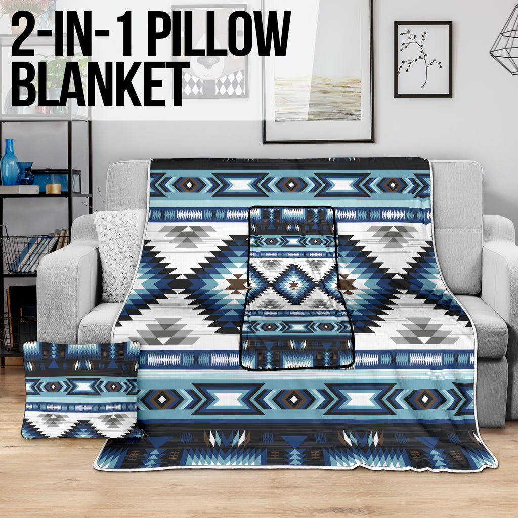 GB-NAT00528 Blue Colors Pattern Pillow Blanket
