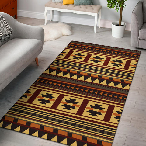 GB-NAT00507 Brown Ethnic Pattern Native Area Rug