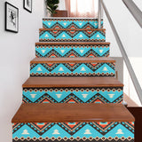 GB-NAT00319 Tribal Line Shapes Ethnic Pattern Stair Sticker (Set of 6)