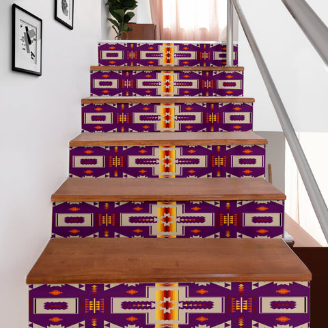 GB-NAT00062-08 Purple Tribe Design Native American Stair Sticker (Set of 6)