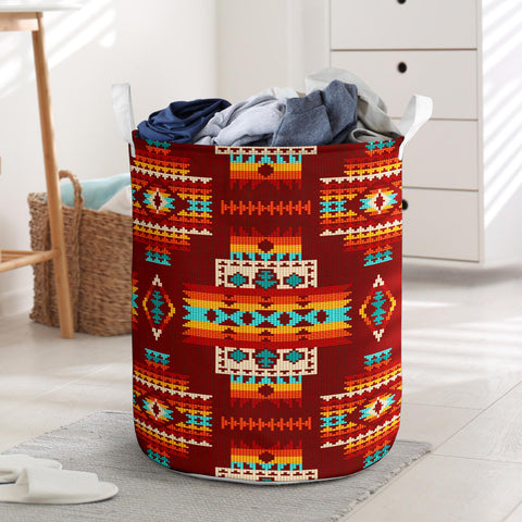 GB-NAT00402-02 Red Pattern Native Laundry Basket