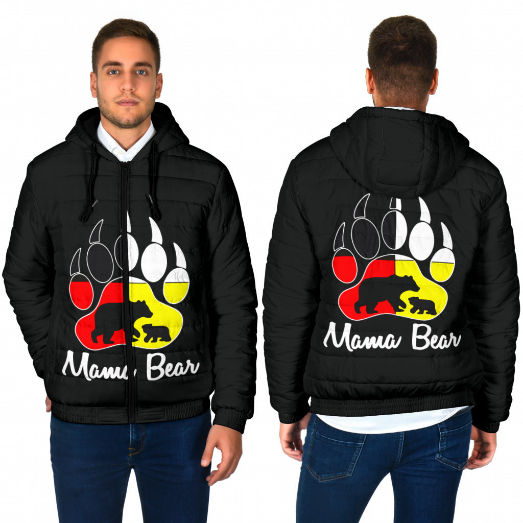 GB-NAT00126 Mama Bear Medicine Men's Padded Hooded Jacket