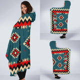 GB-NAT00415 Ethnic Geometric Red Pattern Hooded Blanket