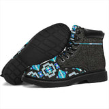 Pattern Neon Blue Feather All-Season Boots