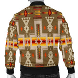 GB-NAT00062-10 Light Brown Tribe Design Native Men's Bomber Jacket