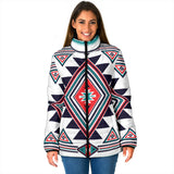 GB-NAT00146 White Geometric Native   Women's Padded Jacket