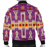 GB-NAT00062-07 Light Purple Tribe Design Native Men's Bomber Jacket