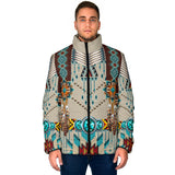 GB-NAT00069 Turquoise Blue Pattern Breastplate  Men's Padded Jacket