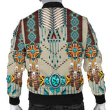 GB-NAT00069 Turquoise Blue Pattern Breastplate Native Men's Bomber Jacket