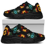 GB-NAT00321 Native American Patterns Black Red Chunky Sneakers