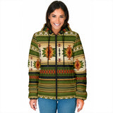 GB-NAT00559-03 Green Native Women's Padded Hooded Jacket