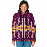 GB-NAT00062-09 Purple Tribe Design Native Women's Padded Hooded Jacket
