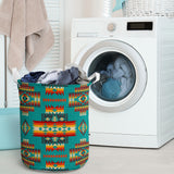GB-NAT00402-04 Blue Pattern Native Laundry Basket