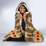 GB-NAT00062-10 Light Brown Design Native Hooded Blanket