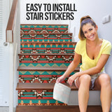 GB-NAT00320 Ethnic Ornament Seamless Pattern Stair Sticker (Set of 6)