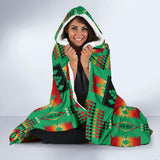 GB-NAT00046-05 Green Native Pattern Hooded Blanket