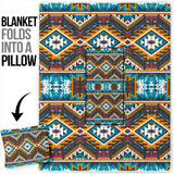 GB-NAT00406 Yellow Aztec Geometric Pillow Blanket