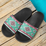 GB-NAT00415-03 Ethnic Geometric Pink Pattern Slide Sandals