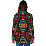 GB-NAT00046-02 Black Native Tribes Pattern Women's Padded Jacket