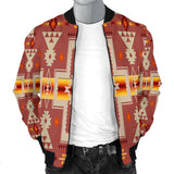 GB-NAT00062-11 Tan Tribe Design Native Men's Bomber Jacket
