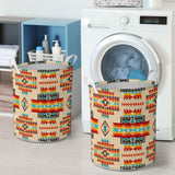GB-NAT00402-03 Cream Pattern Native Laundry Basket