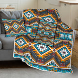 GB-NAT00406 Yellow Aztec Geometric Pillow Blanket
