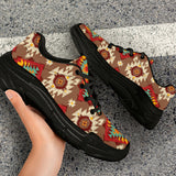 GB-NAT00574 Red Pattern  Chunky Sneakers