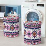 GB-NAT00316 Pink Pattern Native American Laundry Basket