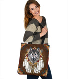 TB0002- Mandala Head  Wolf Tote Bag